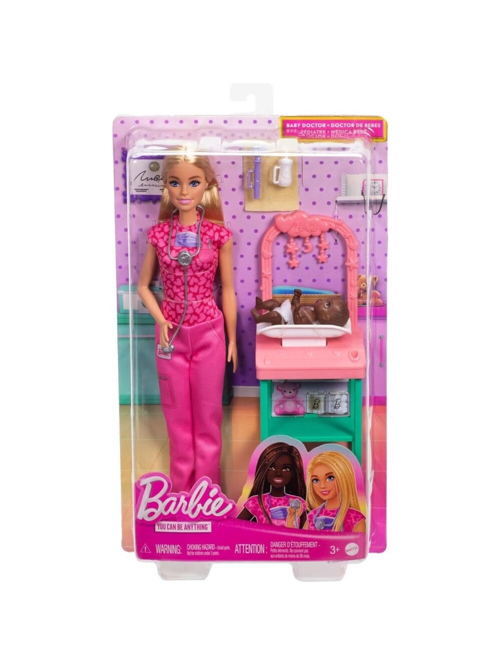 Barbie Baby Doctor Playset with Blonde Doll in Pink Scrubs